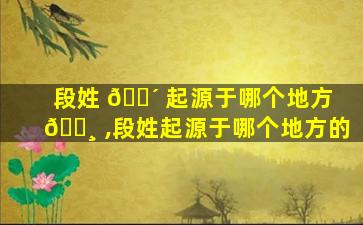 段姓 🌴 起源于哪个地方 🌸 ,段姓起源于哪个地方的